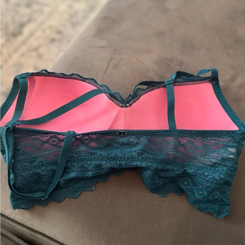 Victoria's Secret PINK Teal Lace Strappy Push-up Bralette